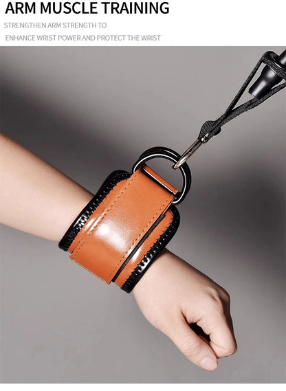 Trainovafit PU Leather Double D-Ring Ankle Strap for Cable Machines