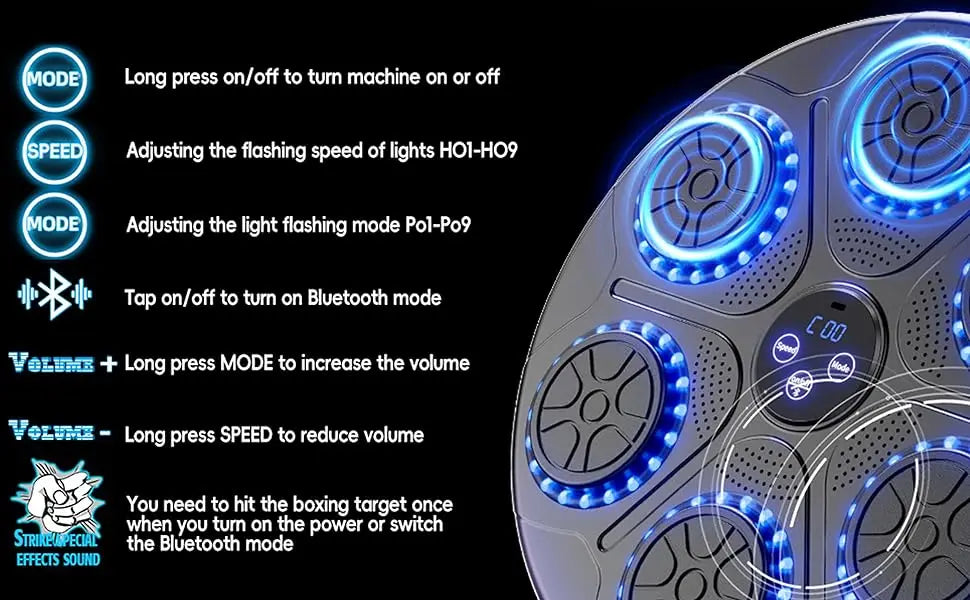 Upgrade Intelligent Music Boxing Machine for Adults & Kids, LED Display & Smart Bluetooth, Wall Mounted Boxing Trainer for Home, Indoor and Gym Use, Have Fun