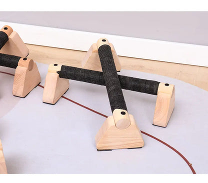 1 Pair Wood Calisthenics Bar Solid Wood Parallettes Push-Up Bar for Home Gym Floor Workouts Bodyweight Training