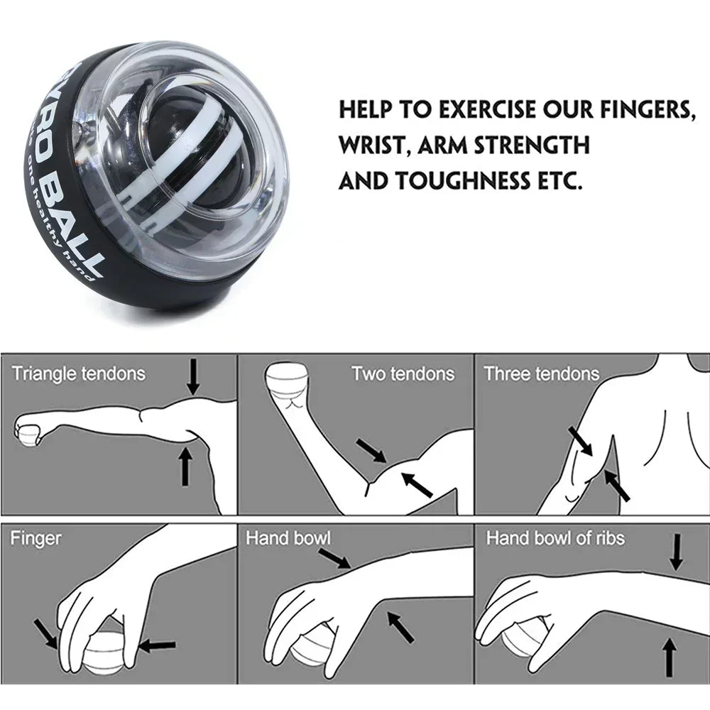 Automatic Start Wrist Gyro Ball Power Trainer Arm Exercise Device Strength Reinforcement Fitness Tracker