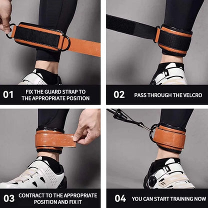 Trainovafit PU Leather Double D-Ring Ankle Strap for Cable Machines