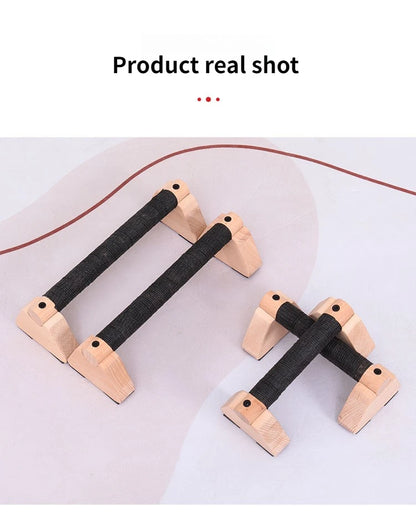 1 Pair Wood Calisthenics Bar Solid Wood Parallettes Push-Up Bar for Home Gym Floor Workouts Bodyweight Training