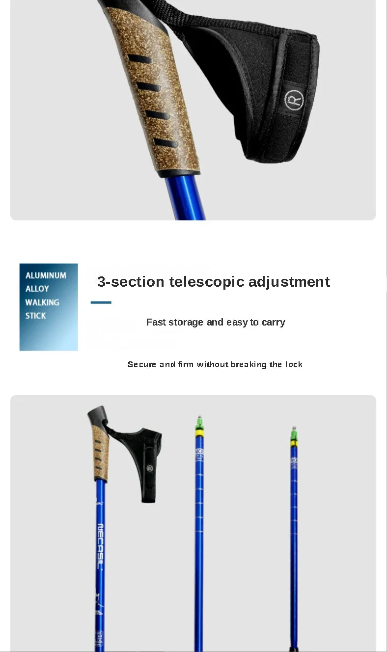 Nordic Telescopic Walking Poles 2PcsTrek Pole Aluminum Alloy Shooting Cane Strong Locking Walking Pole Lightweight Hiking Cane