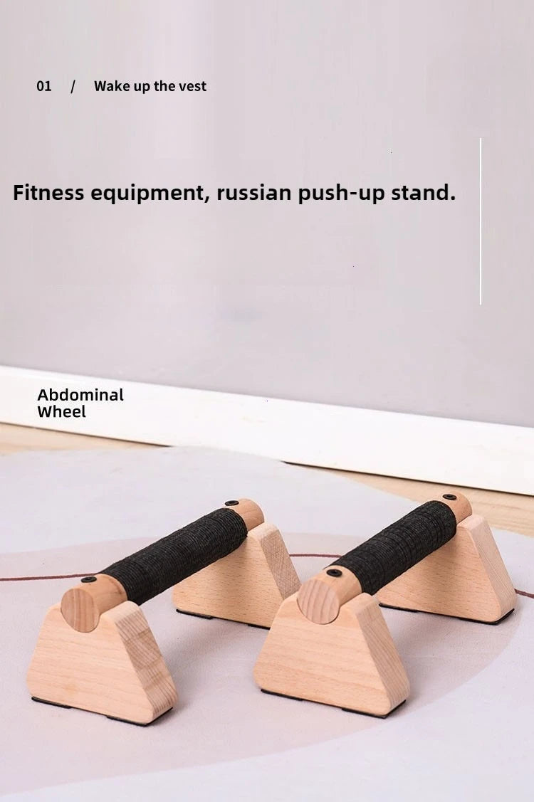 1 Pair Wood Calisthenics Bar Solid Wood Parallettes Push-Up Bar for Home Gym Floor Workouts Bodyweight Training