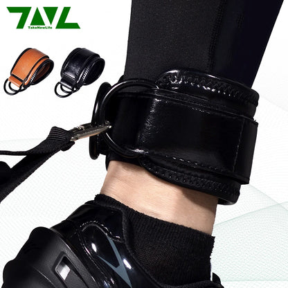 Trainovafit PU Leather Double D-Ring Ankle Strap for Cable Machines