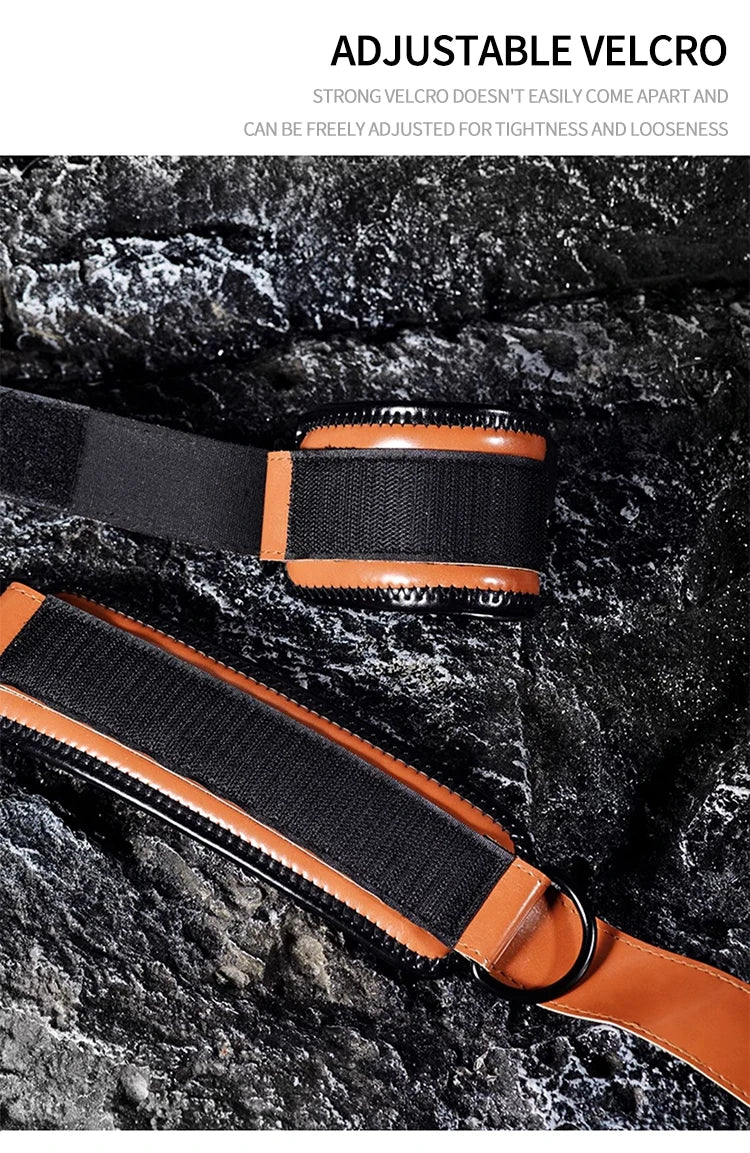 Trainovafit PU Leather Double D-Ring Ankle Strap for Cable Machines