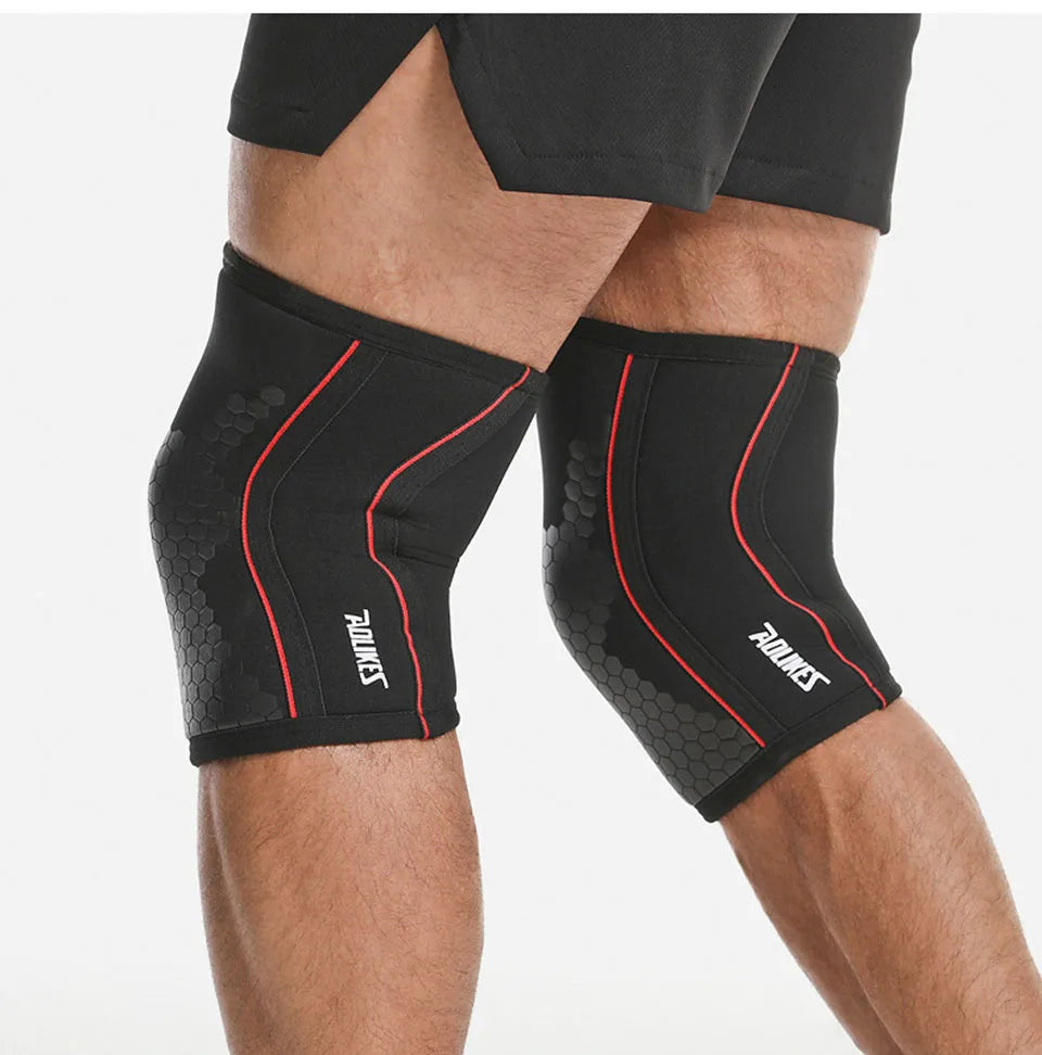AOLIKES Knee Sleeves for Weightlifting & Powerlifting (7mm Pair) For Men & Women - Knee Wraps for Weight Lifting, Squats