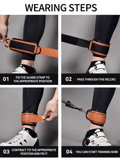 Trainovafit PU Leather Double D-Ring Ankle Strap for Cable Machines