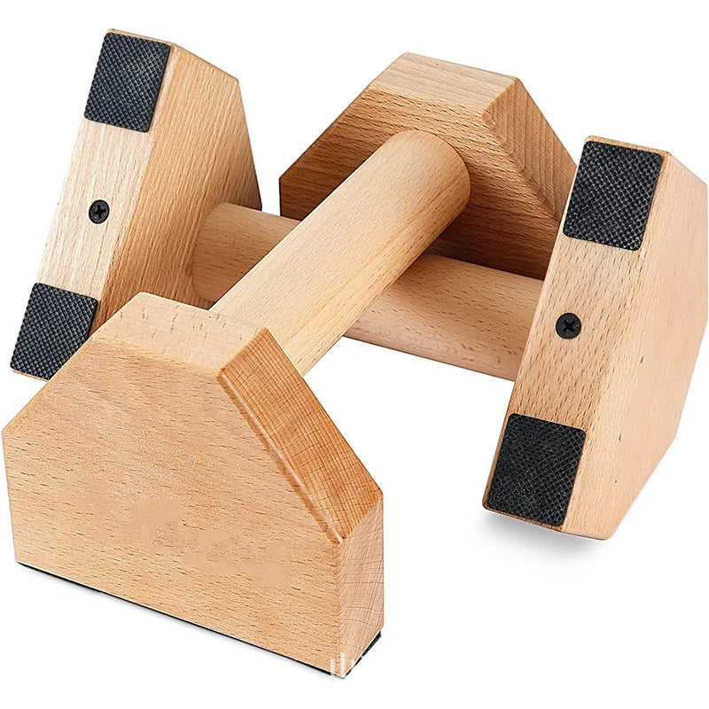 1 Pair Wood Calisthenics Bar Solid Wood Parallettes Push-Up Bar for Home Gym Floor Workouts Bodyweight Training