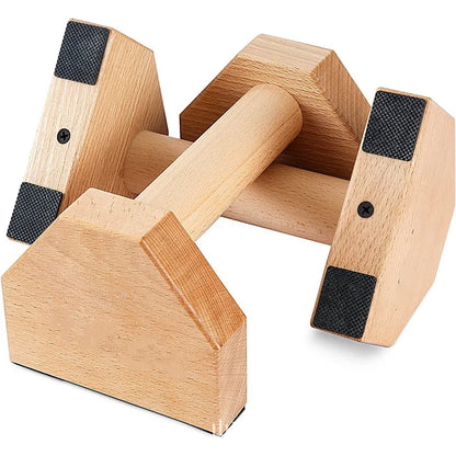 1 Pair Wood Calisthenics Bar Solid Wood Parallettes Push-Up Bar for Home Gym Floor Workouts Bodyweight Training