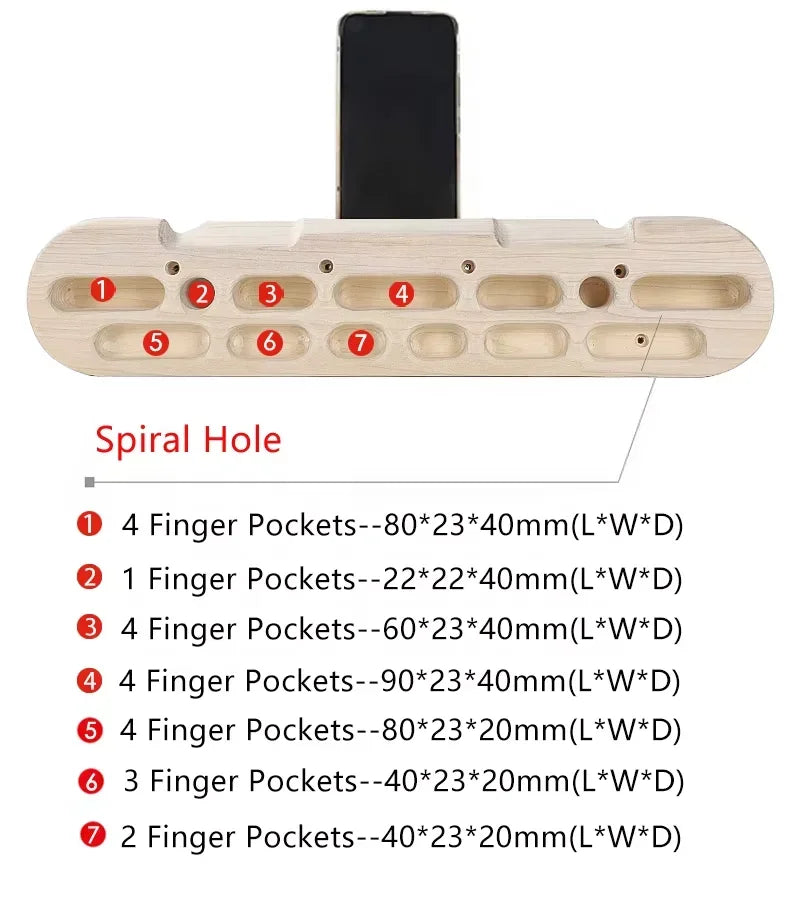 Wooden Climbing Fingerboard Climbing Hangboard Multi-functional Can Put Mobile Phone Pull-up Gym Equipment Indoor  Fitness