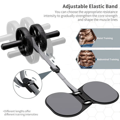 Trainovafit Double Wheel Ab Roller with Assisted Resistance Bands