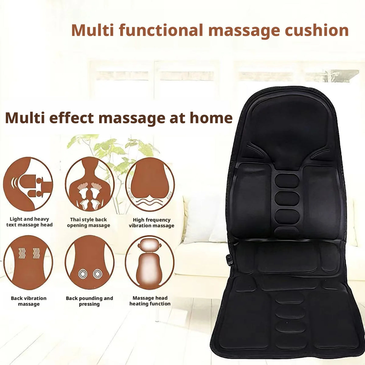Vibrating Infrared Heat Shiatsu Massage Cushion Pad Neck Back Lumbar Massager Mattress Car Home Full Body Cervical Pain Support