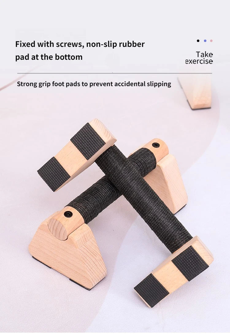1 Pair Wood Calisthenics Bar Solid Wood Parallettes Push-Up Bar for Home Gym Floor Workouts Bodyweight Training