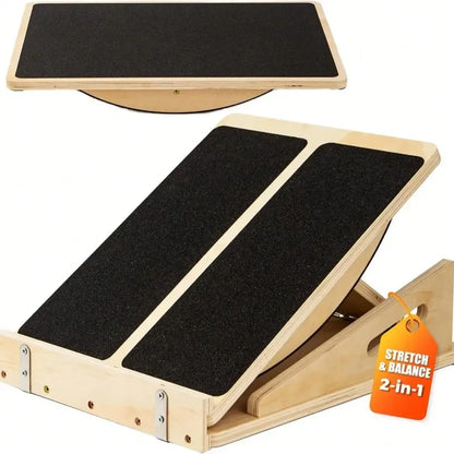 Trainovafit 5-Angle Adjustable Wooden Slant Board for Calf & Squat Mobility