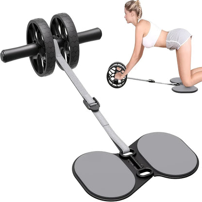 Trainovafit Double Wheel Ab Roller with Assisted Resistance Bands
