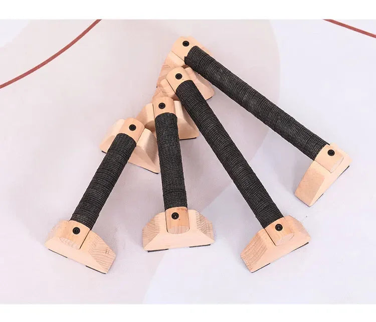 1 Pair Wood Calisthenics Bar Solid Wood Parallettes Push-Up Bar for Home Gym Floor Workouts Bodyweight Training