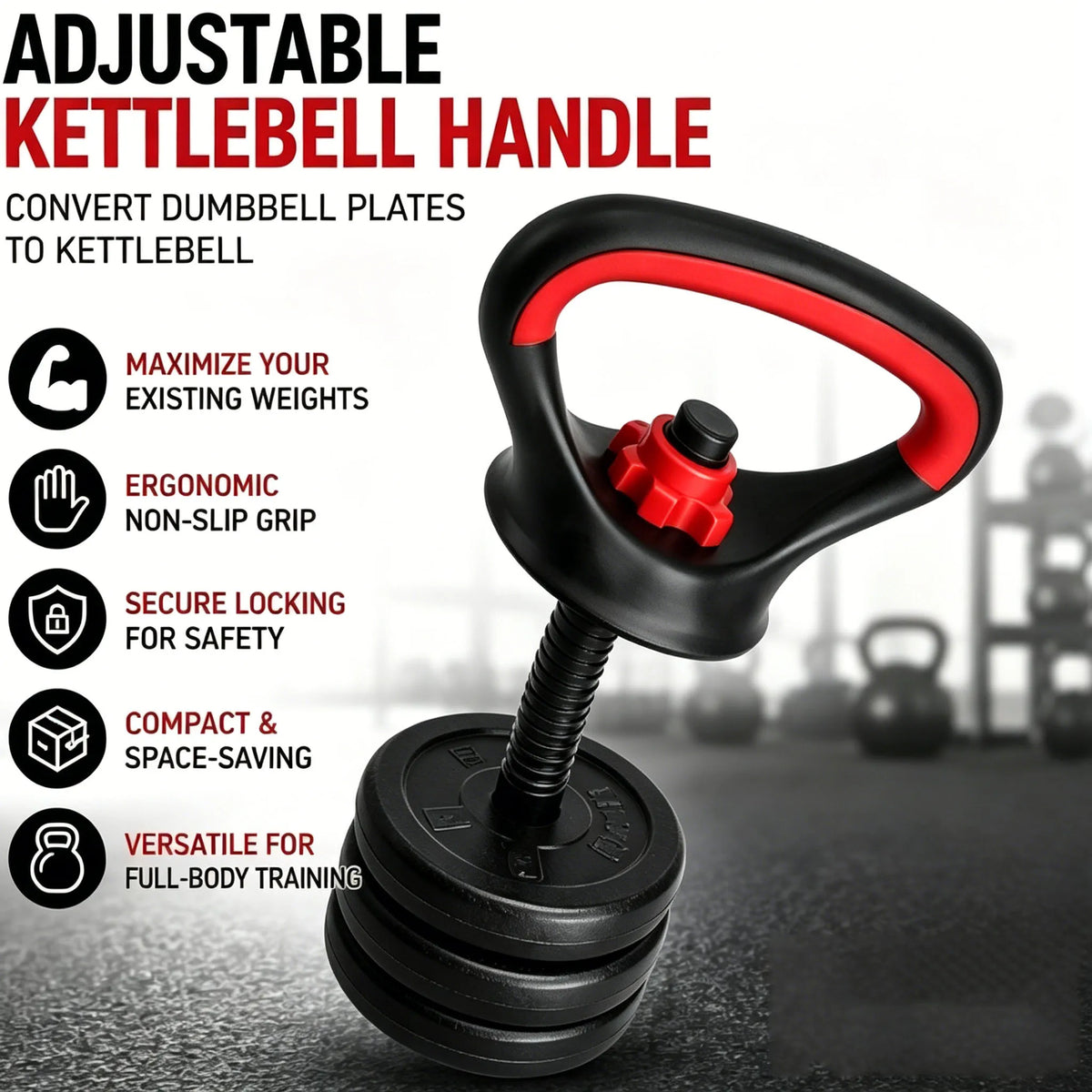 Trainovafit Adjustable Kettlebell Handle & Plate Loading Adapter Set