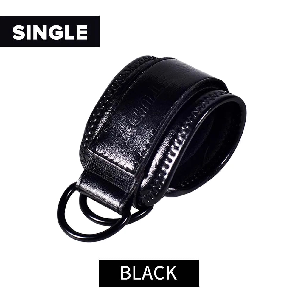 Trainovafit PU Leather Double D-Ring Ankle Strap for Cable Machines