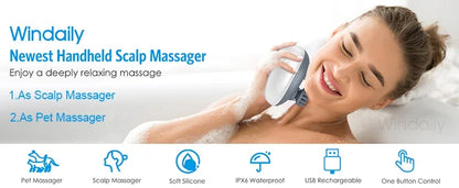 Electric Scalp Head Massager - Kneading & Vibrating Technology for Hair Growth & Tension Relief