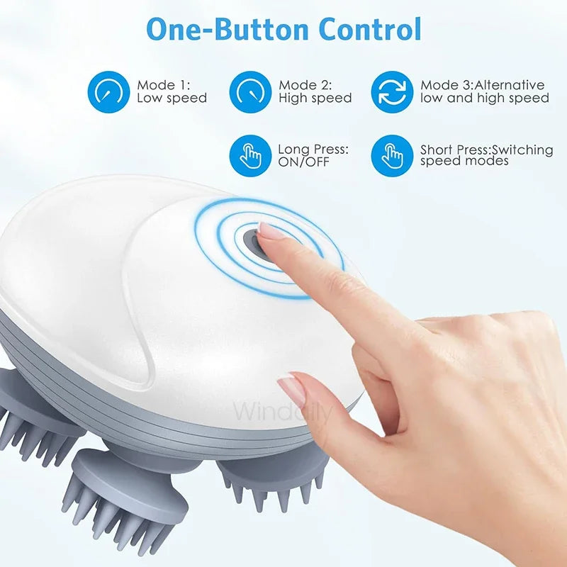 Electric Scalp Head Massager - Kneading & Vibrating Technology for Hair Growth & Tension Relief