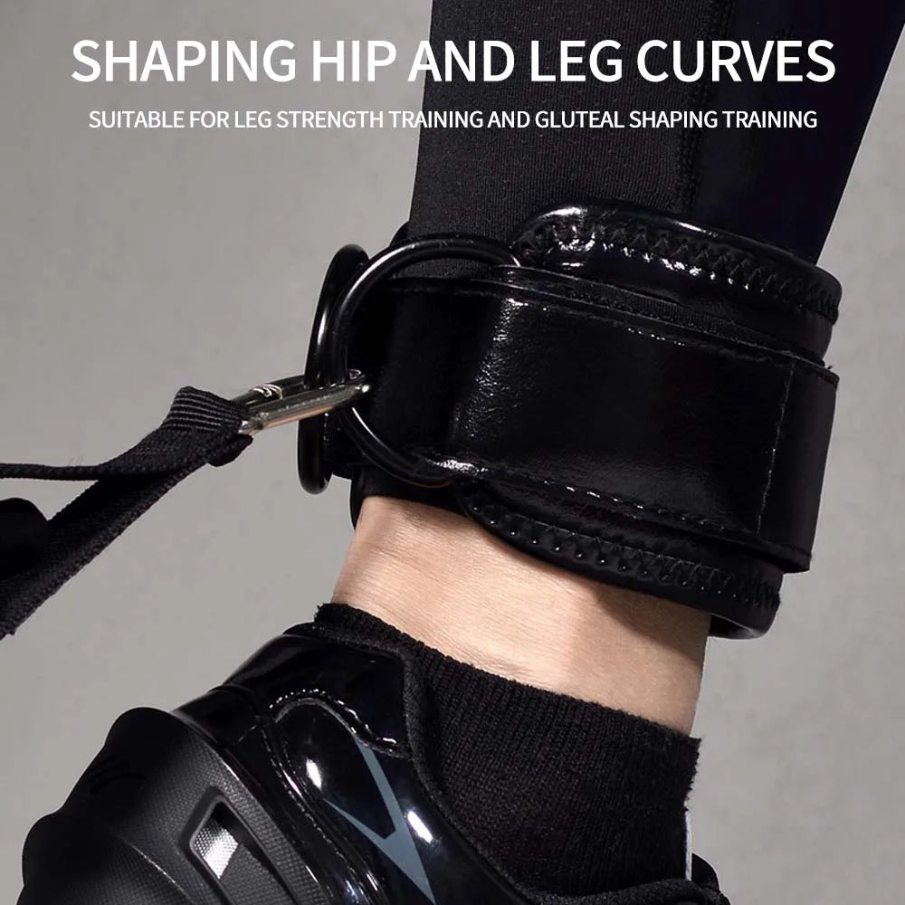 Trainovafit PU Leather Double D-Ring Ankle Strap for Cable Machines