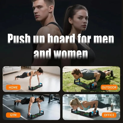 Trainovafit Foldable Multi-Grip Push Up Board with Resistance Bands