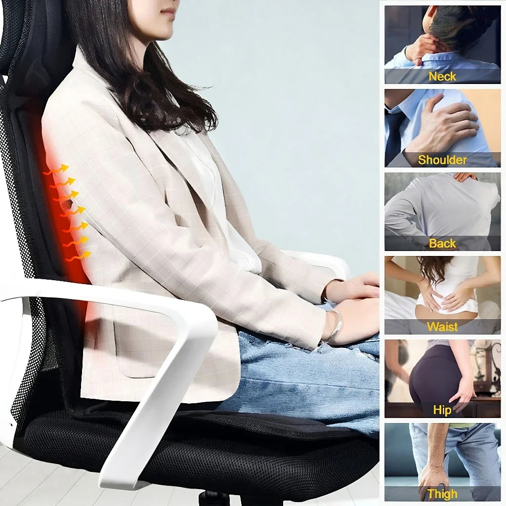 Vibrating Infrared Heat Shiatsu Massage Cushion Pad Neck Back Lumbar Massager Mattress Car Home Full Body Cervical Pain Support