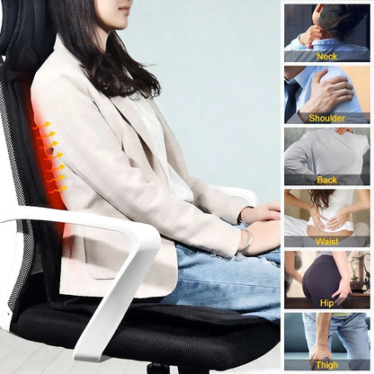Vibrating Infrared Heat Shiatsu Massage Cushion Pad Neck Back Lumbar Massager Mattress Car Home Full Body Cervical Pain Support