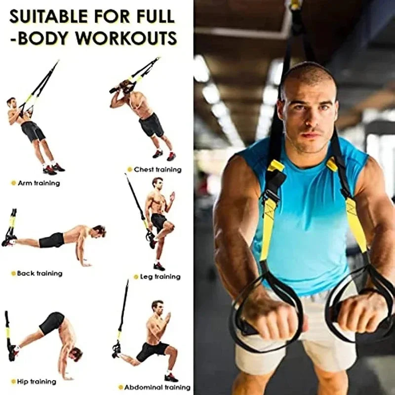 P3-Trx Suspension Training Strap Adjustable Tensioner Trainer Resistance Device Hanging Pulling Rope Home Yoga Fitness Band Belt
