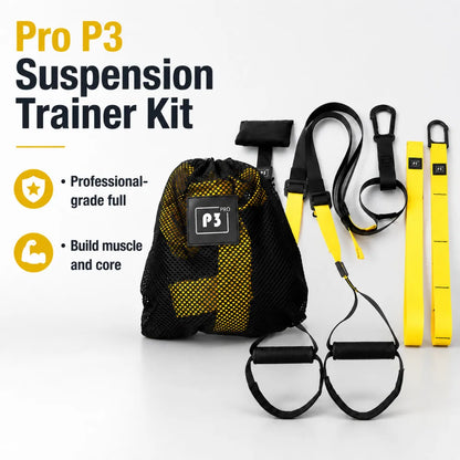 P3-Trx Suspension Training Strap Adjustable Tensioner Trainer Resistance Device Hanging Pulling Rope Home Yoga Fitness Band Belt