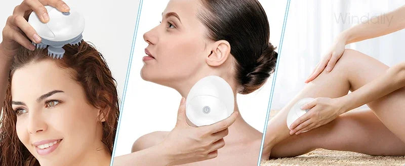 Electric Scalp Head Massager - Kneading & Vibrating Technology for Hair Growth & Tension Relief