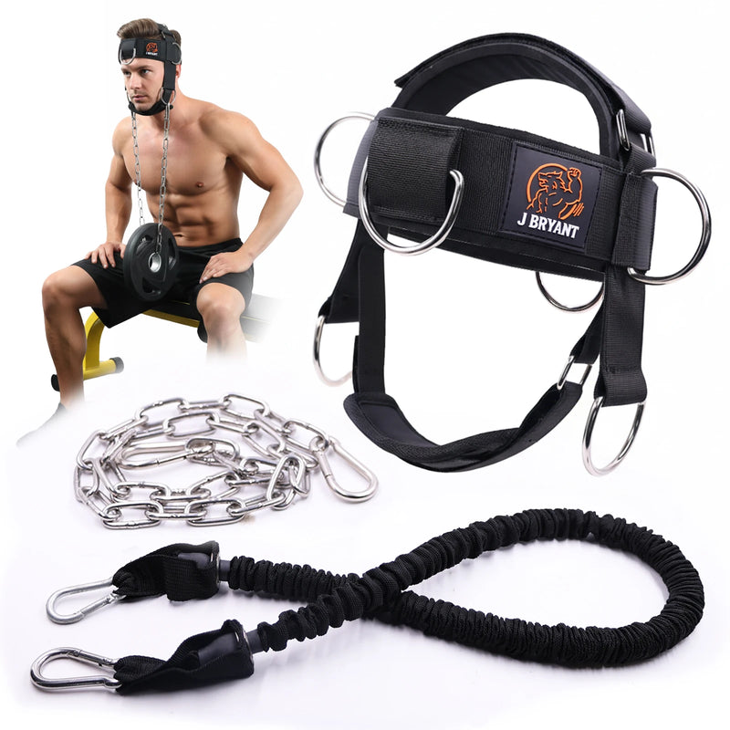 Adjustable Neck Harness for Resistance Bands & Weightlifting Multi-Directional Neck Training, for Athletes & Rehab Exercises