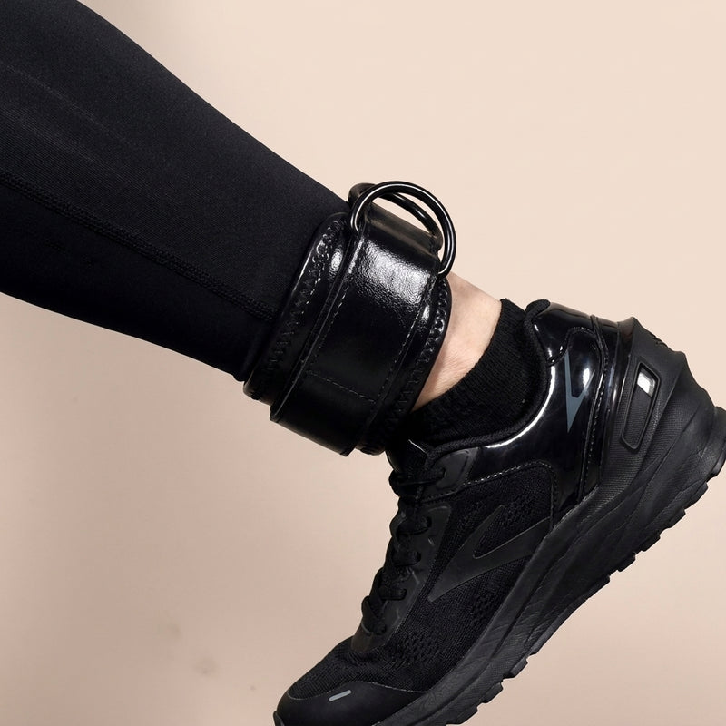 Trainovafit PU Leather Double D-Ring Ankle Strap for Cable Machines