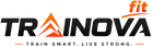 The official logo for 'Train Nova' fitness, featuring the brand name 'TRAIN NOVA' in bold black letters with an orange mountain graphic forming the 'A', and the word 'fit' in orange in the top right corner. The tagline 'TRAIN SMART.