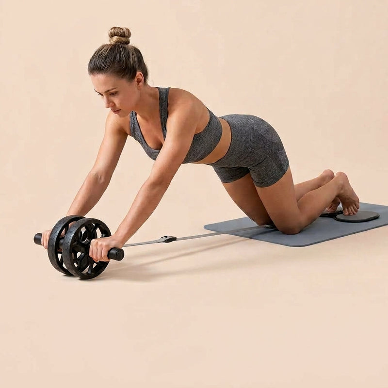 Trainovafit Double Wheel Ab Roller with Assisted Resistance Bands